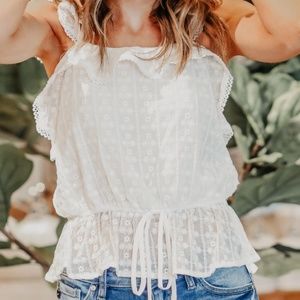 White Ruffle Top
